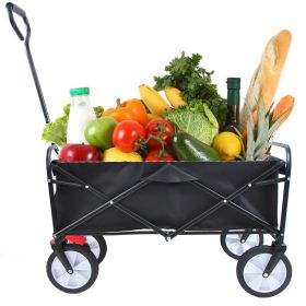 Folding Wagon Garden Shopping Beach (Color: Black)